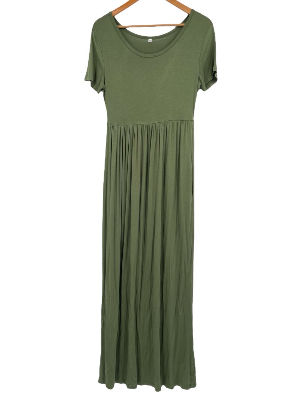 Olive Green Stretchy Maternity Baby Shower Pregnant Party Photos Maxi Dress M